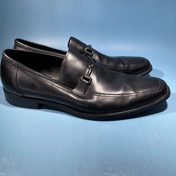 Aston Grey Men's Black Leather Horse Bit Loafers Slip On Shoes Size 12 - Picture 3 of 7